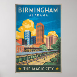Birmingham Alabama Resa Konst Vintage Poster