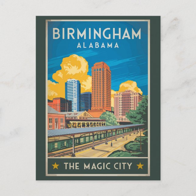 Birmingham Alabama Resa Konst Vintage Vykort (Framsida)