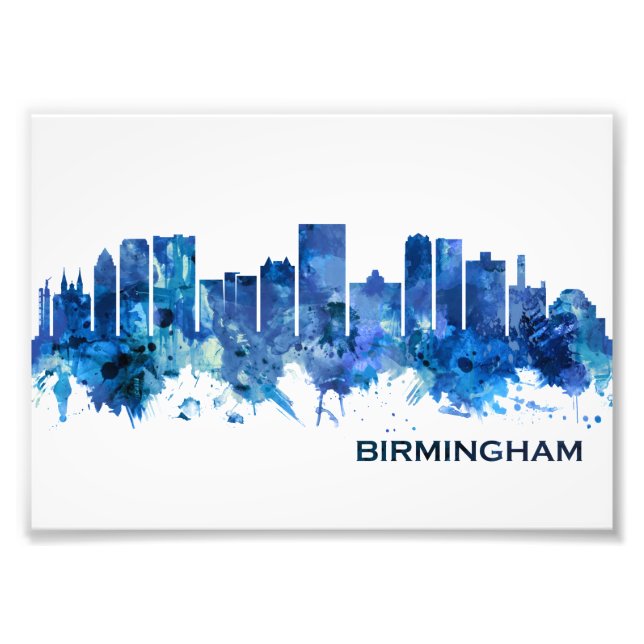 Birmingham Alabama Skyline Blue Fototryck (Framsidan)