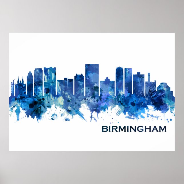 Birmingham Alabama Skyline Blue Poster (Framsidan)
