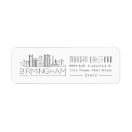 Birmingham, Alabama Stylized Skyline | Returadress Etikett