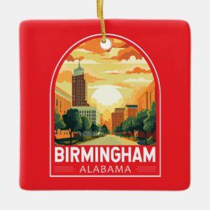 Birmingham Alabama Travel Art Emblem Julgransprydnad Keramik