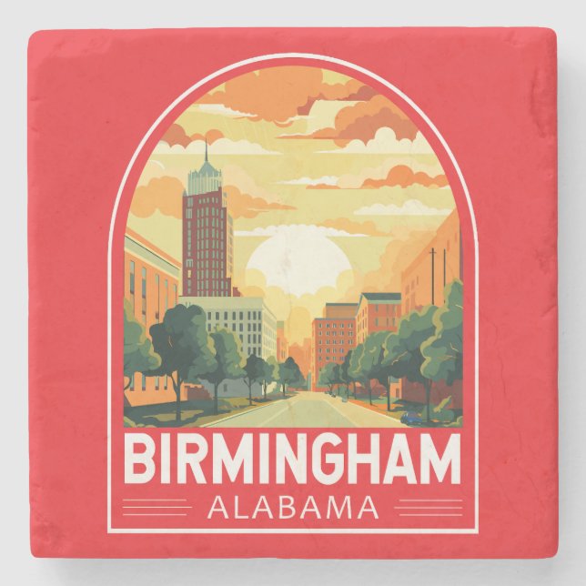 Birmingham Alabama Travel Art Emblem Stenunderlägg (Framsidan)