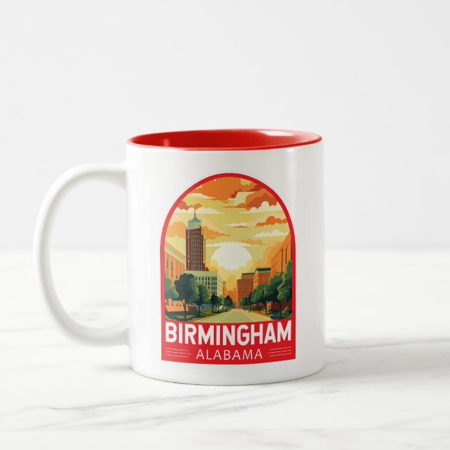 Birmingham Alabama Travel Art Emblem Två-Tonad Mugg (Vänster)