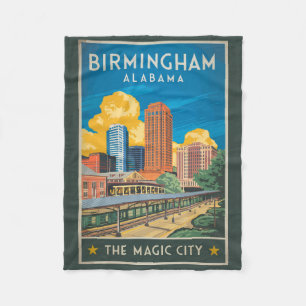 Birmingham Alabama Travel Art Vintage Fleecefilt