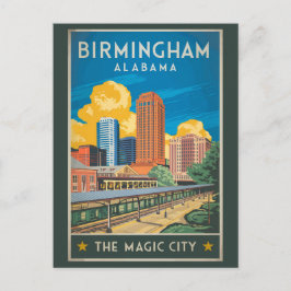 Birmingham Alabama Travel Art Vintage Vykort