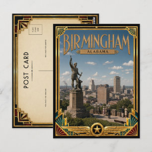 Birmingham Alabama Vintage Art Deco Guldåldern Vykort