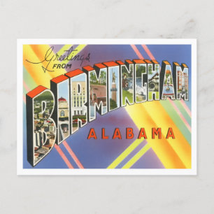 Birmingham, Alabama Vintage Big Brev Postcard Vykort