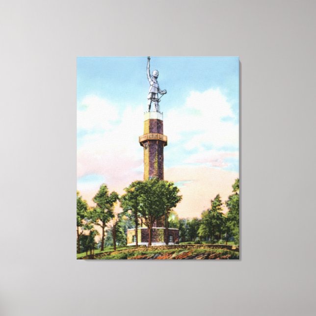 Birmingham Alabama Vulcan på Red Mountain Canvastryck (Framsida)