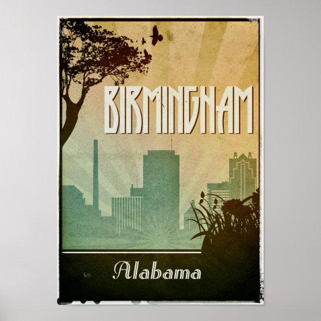 Birmingham Art Deco Design City Poster teckningar (Framsidan)