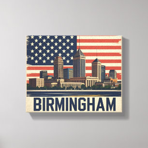 Birmingham City Alabama Siluett Canvastryck