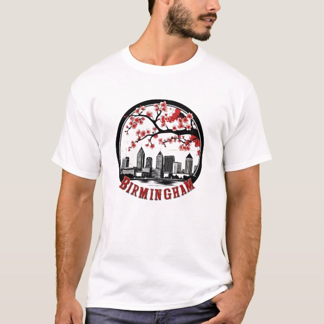Birmingham City Alabama Skyline T-Shirt (Framsida)