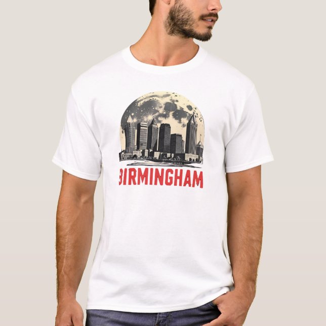 Birmingham City Alabama Skyline T-Shirt (Framsida)