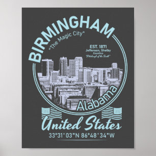 BIRMINGHAM CITY VINTAGE - STATE ALABAMA POSTER