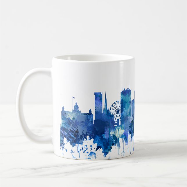 Birmingham England Skyline Blue Kaffemugg (Vänster)