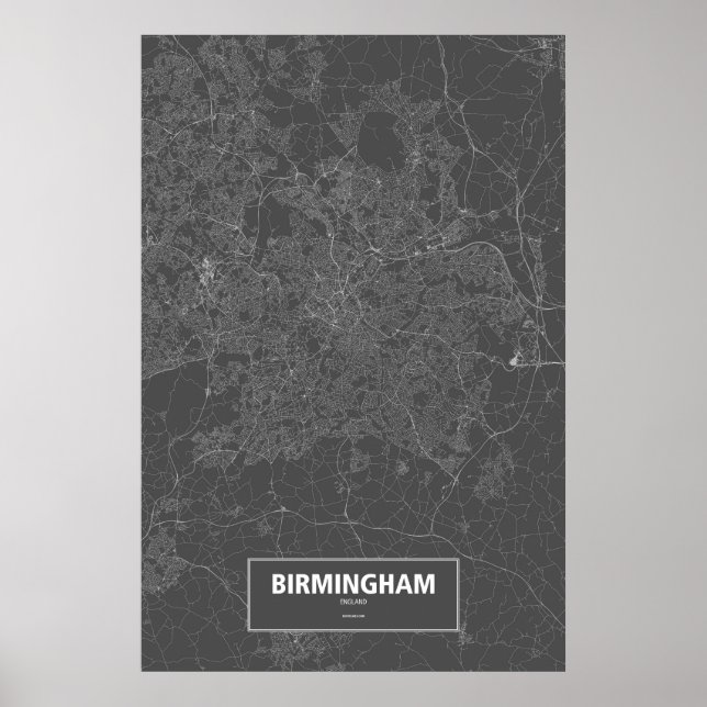 Birmingham, England (vit på svart) Poster (Framsidan)