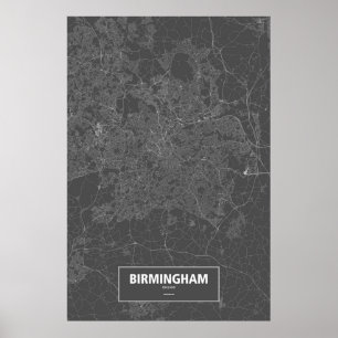 Birmingham England (vit på svart) Poster