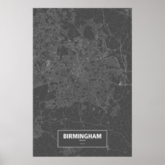 Birmingham, England (vit på svart) Poster