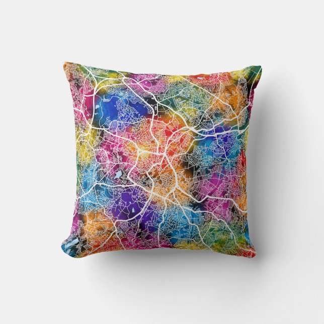 Birmingham Förenade kungariket City Karta Kudde (Framsida)