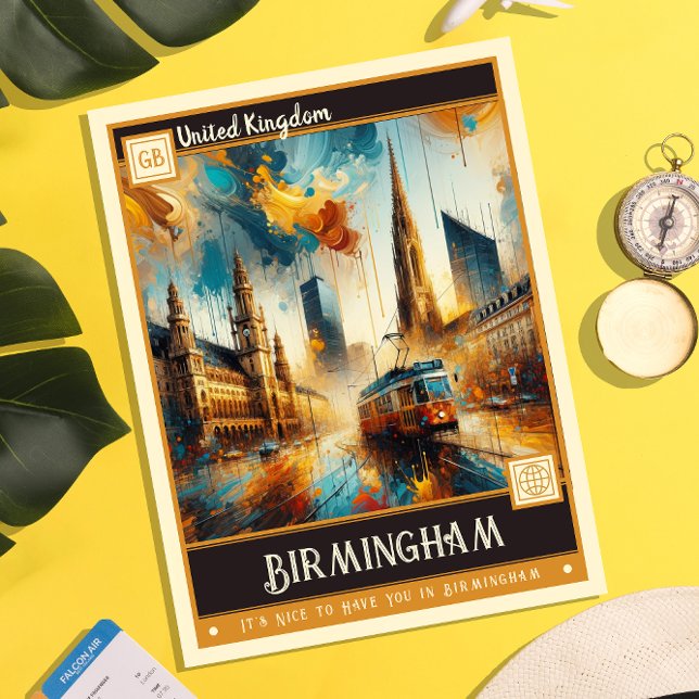 Birmingham, Förenade kungariket | Måla Vintage Vykort (Skapare uppladdad)