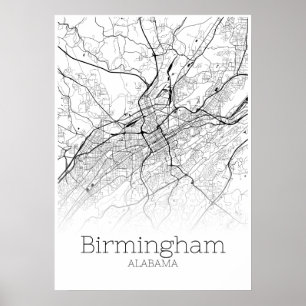 Birmingham karta - Alabama - stadskartaaffisch Poster