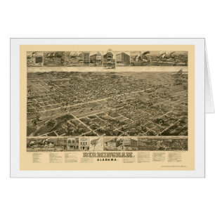 Birmingham panorama- karta för AL - 1885 Hälsningskort