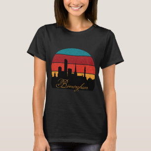 Birmingham Skyline Retro Solnedgång Resa T Shirt