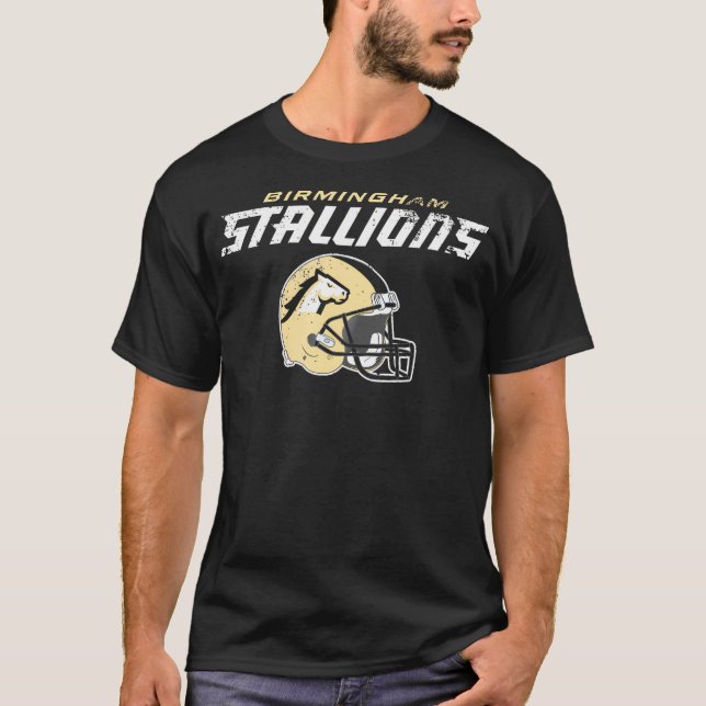 Birmingham Stallions Vintage Helmet T Shirt (Framsida)