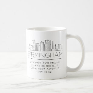 Birmingham Stylized Skyline Anpassningsbar Sloga Kaffemugg