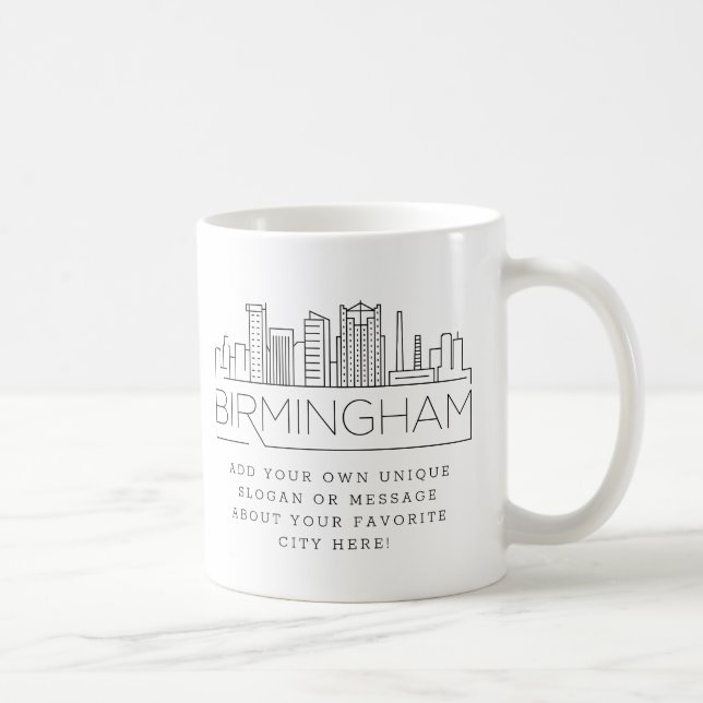 Birmingham Stylized Skyline | Anpassningsbar Sloga Kaffemugg (Höger)