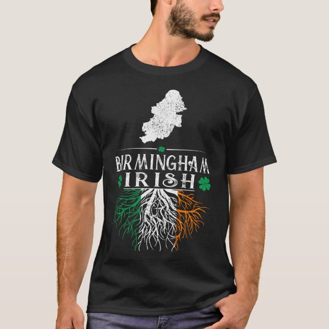 Birmingham UK City Irish Roots St Patrick Day T Shirt (Framsida)
