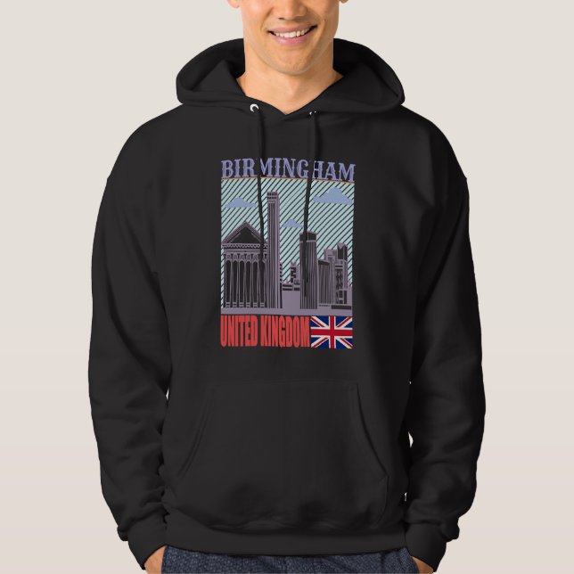 Birmingham UK Skyline Country City Skyline Landmar Hoodie (Framsida)