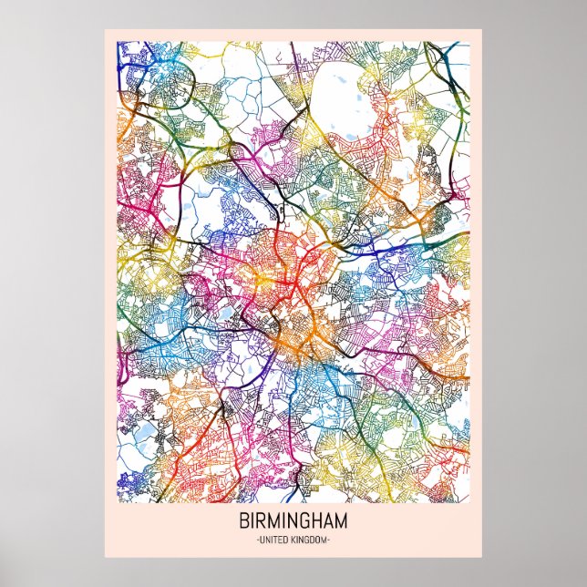 Birmingham United Kingdom City Map Poster (Framsidan)