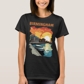 Birmingham Vulcan-staty Solnedgång Guld Resa T Shirt