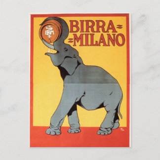 Birra Milano Vintage Elephant Postcard Vykort