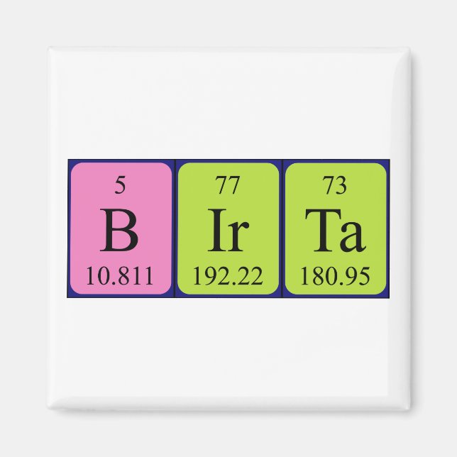 Birta Periodisk bord namn magnet (Framsidan)