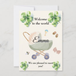 Birth announcement baby clover inbjudningar