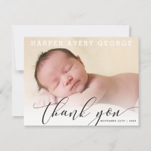 BIRTH ANNOUNCEMENT modern luxe callligraphy black Tack Kort