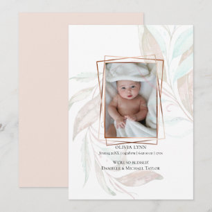 BIRTH ANNOUNCEMENT Pastel Watercolor Wispy Foliage Inbjudningar