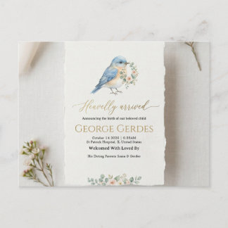 Birth Announcement Postcard Meddelande Vykort