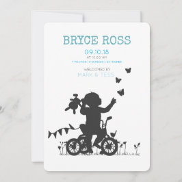 BIRTH ANNOUNCEMENTS Boy with bike Meddelande