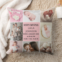  Birth Announcment Personalize 8 Photo christmas Kudde
