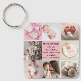  Birth Announcment Personalize 8 Photo christmas Nyckelring