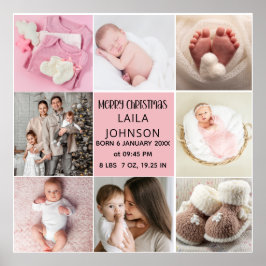  Birth Announcment Personalize 8 Photo christmas Poster
