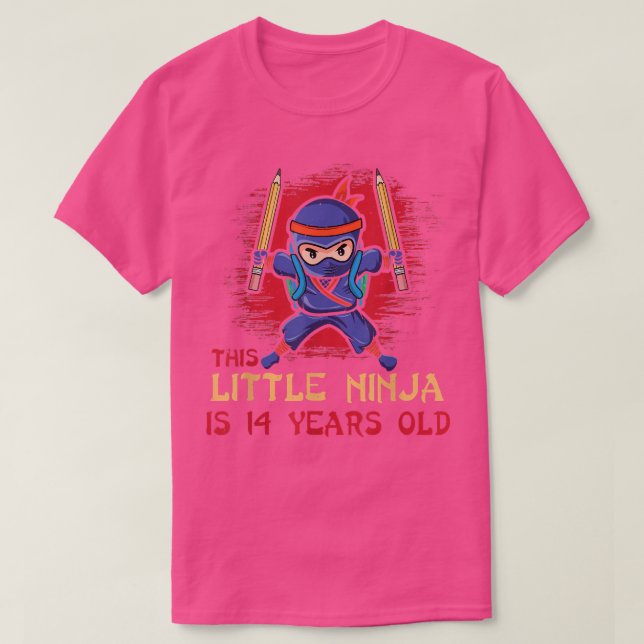 Birth Born Age 14 Years Old Samurai Japan T Shirt (Design framsida)