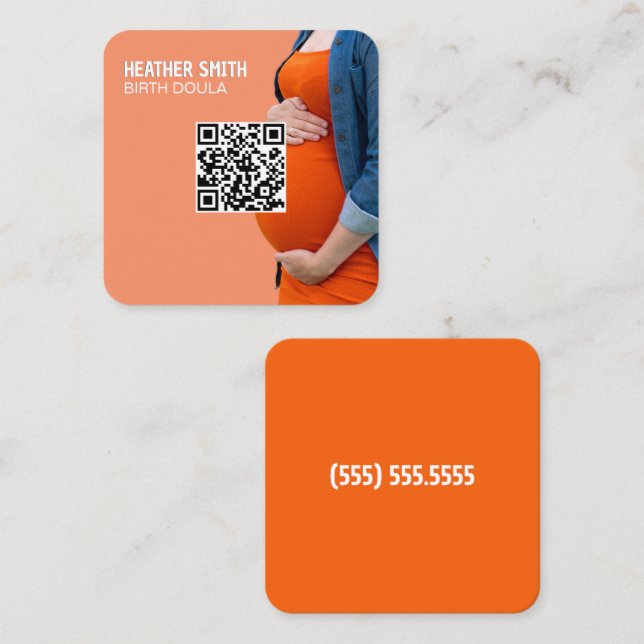 Birth Doula Anpassningsbar QR Fyrkantigt Visitkort (Fram/baksida)