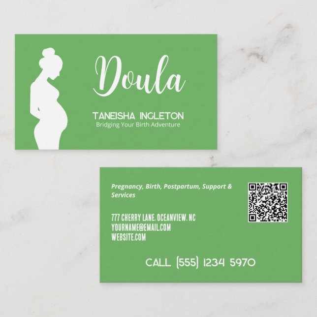 Birth Doula Anpassningsbar QR Visitkort (Fram/baksida)