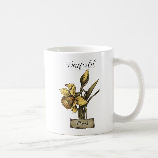 Birth Flower MARCH Birthday Daffodil Kaffemugg (Höger)