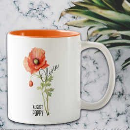 Birth Flower Month August Poppy Name Två-Tonad Mugg