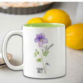 Birth Flower Month February Violet Name Två-Tonad Mugg